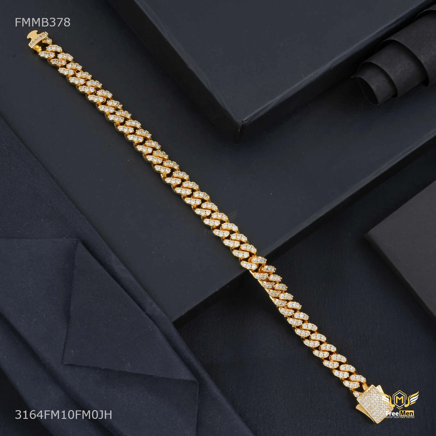 Thin Ring to Ring Dimonds Bracelet for Men - FMMB378 Versatile Accessory