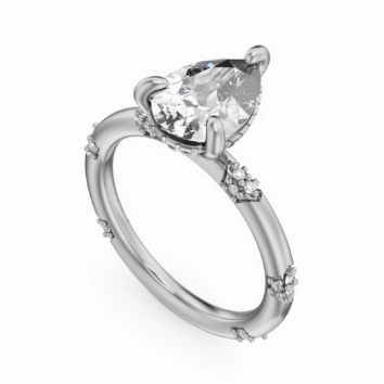 Noam Carver Pear Center Side Stone Diamond Engagement Ring Setting in 14K White Gold (.18ctw) Gift wrapping