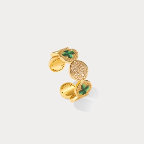 Four-leaf Clover Coin Ring Traditional Token Contemporary Design