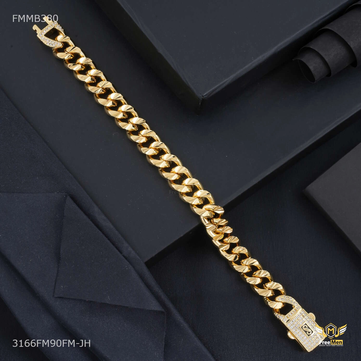 Shini Luxury Ring to Ring Bracelet for Men - FMMB380 Fashion Pop