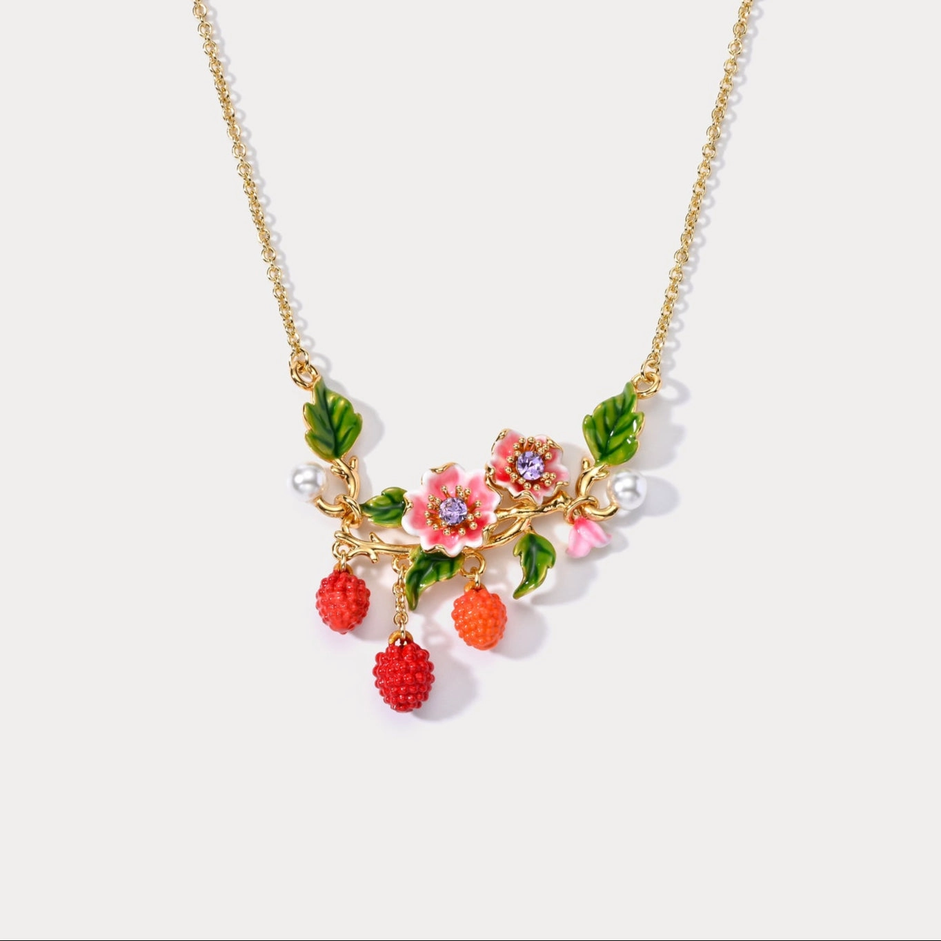 Raspberry Flower Necklace Lovely Ornament