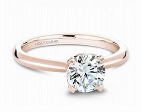 Edwardian Style Noam Carver Round Center Solitaire Diamond Engagement Ring Setting in 14K Rose Gold (0.18ctw)