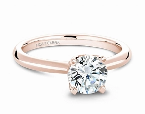 Festival Present Noam Carver Round Center Solitaire Diamond Engagement Ring Setting in 14K Rose Gold (0.18ctw)