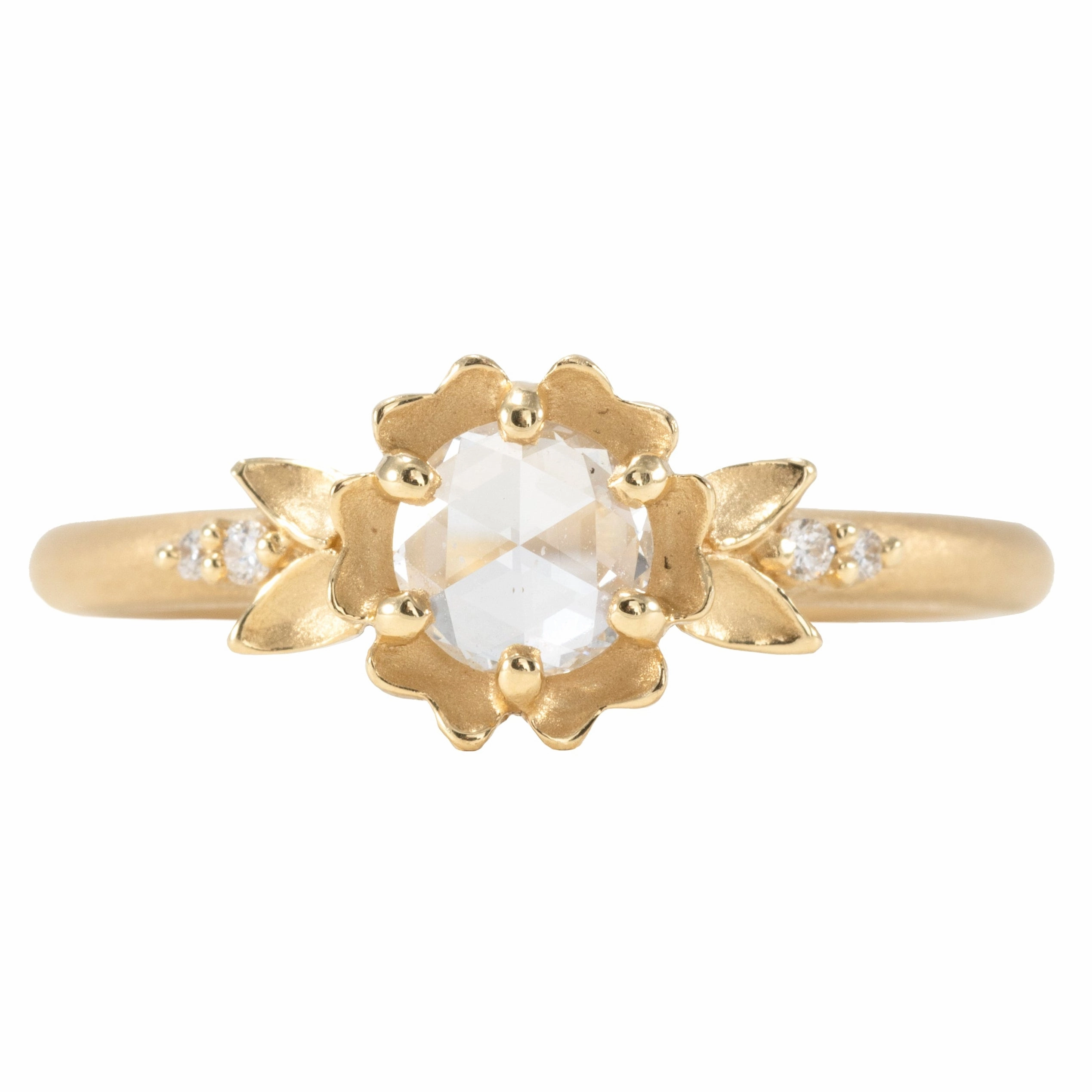 Meaningful Decoration Neutral palette Buttercup Kaye Cherie Engagement Ring - 18K Yellow Gold, .3 ctw Rose Cut Diamond   Diamond Accents (.03 ctw)