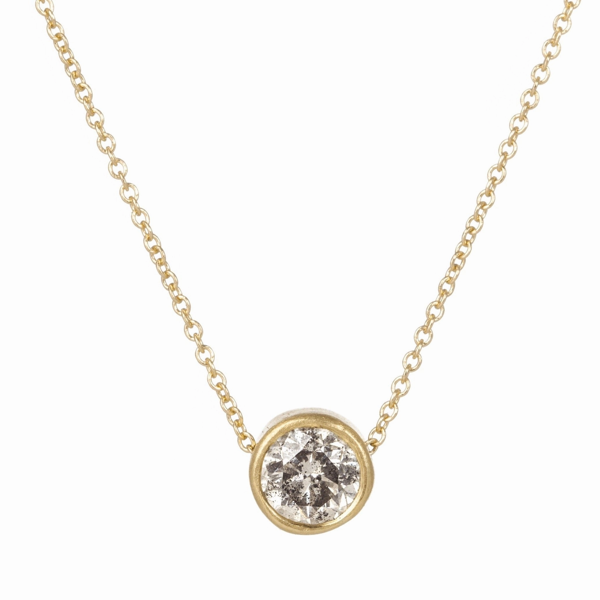 party look Sophisticated Craft Timeless Solitaire Necklace - 18k/14k Gold   1 ctw Reclaimed Diamond