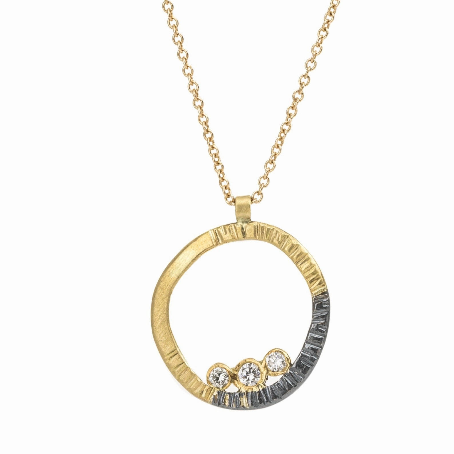 Night Out Look Mini Turning Aspen Necklace (redesigned) - 18k Gold, Oxidized Silver   Reclaimed Diamonds