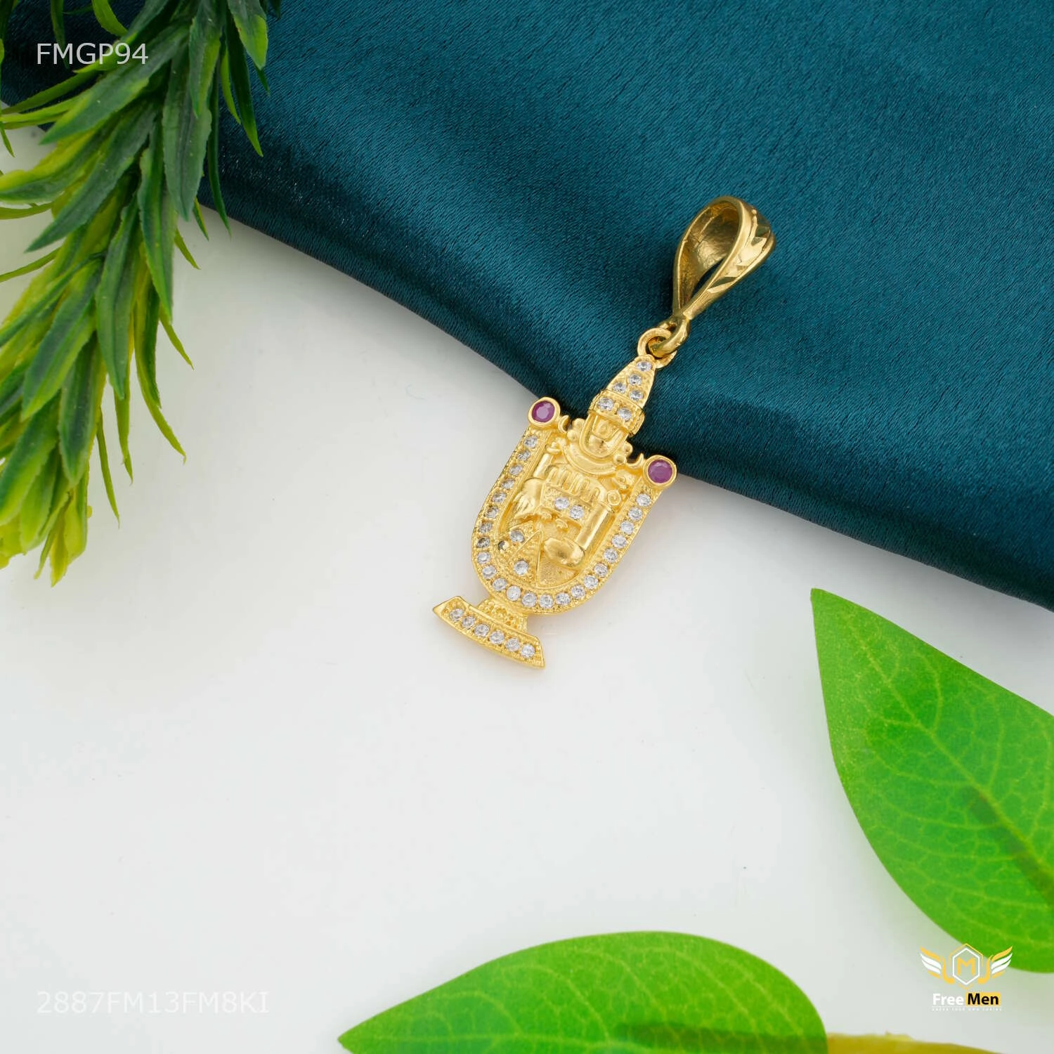Glistening Accent Tirupati Balaji with AD Pendent for Men - FMGP94