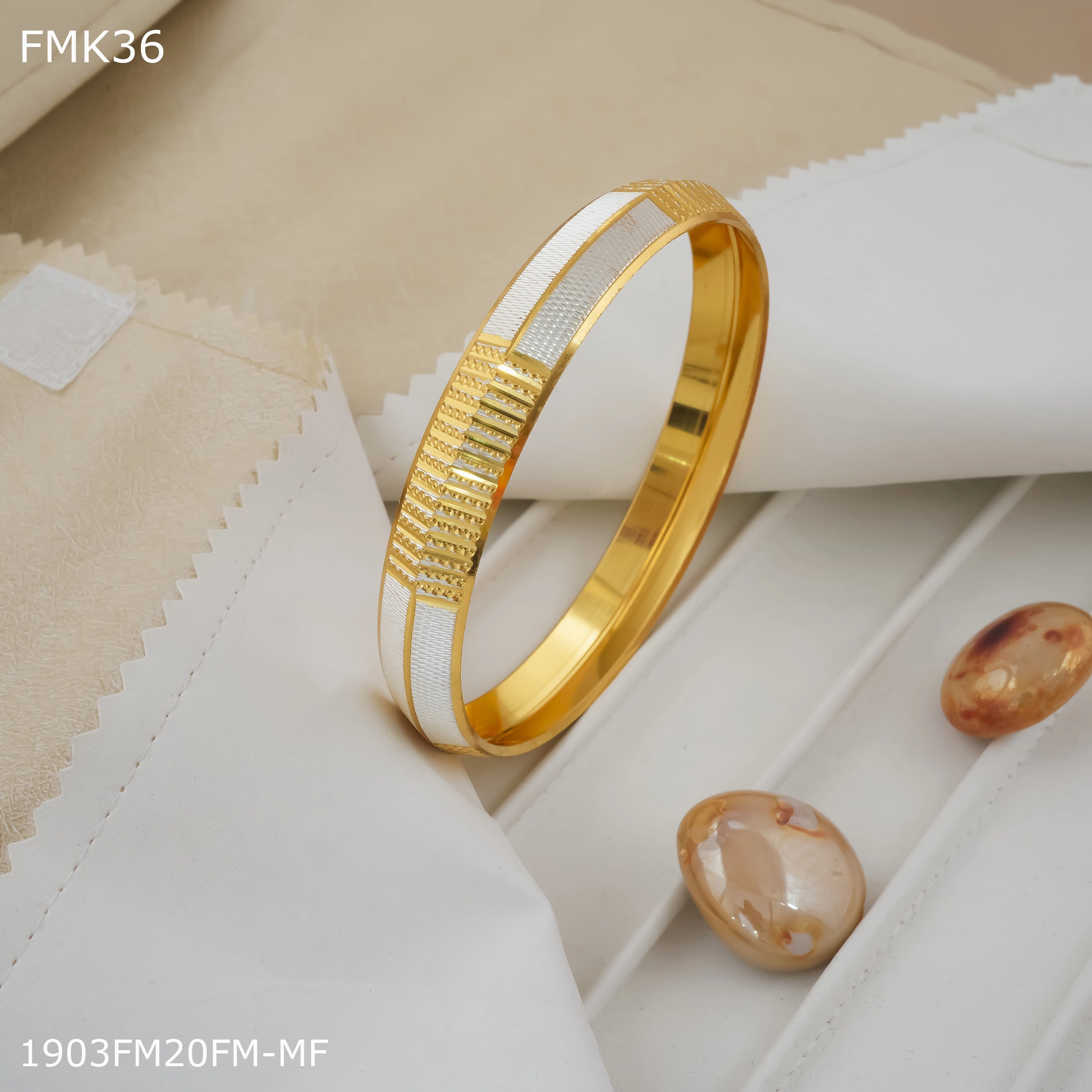 Wedding Gift Modern Accessories FreeMen golden and silver kada for Men FMK36