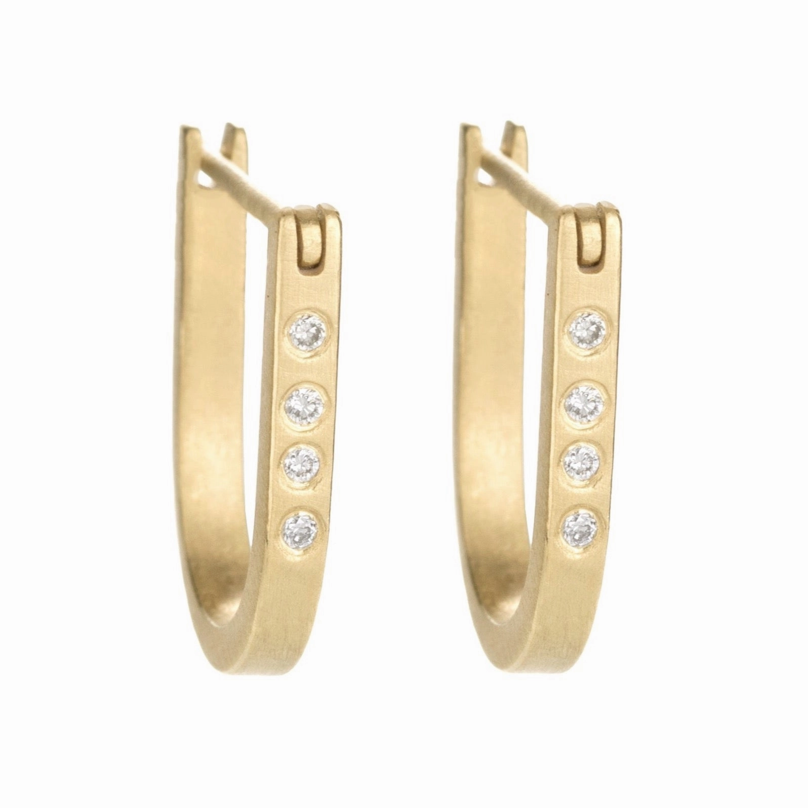Sleek Look Sparkling Shine Traveler Huggie Hoops - 18k Gold, Oxidized Silver   Reclaimed Diamonds