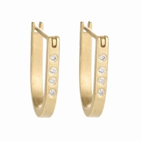 Sleek Look Sparkling Shine Traveler Huggie Hoops - 18k Gold, Oxidized Silver   Reclaimed Diamonds