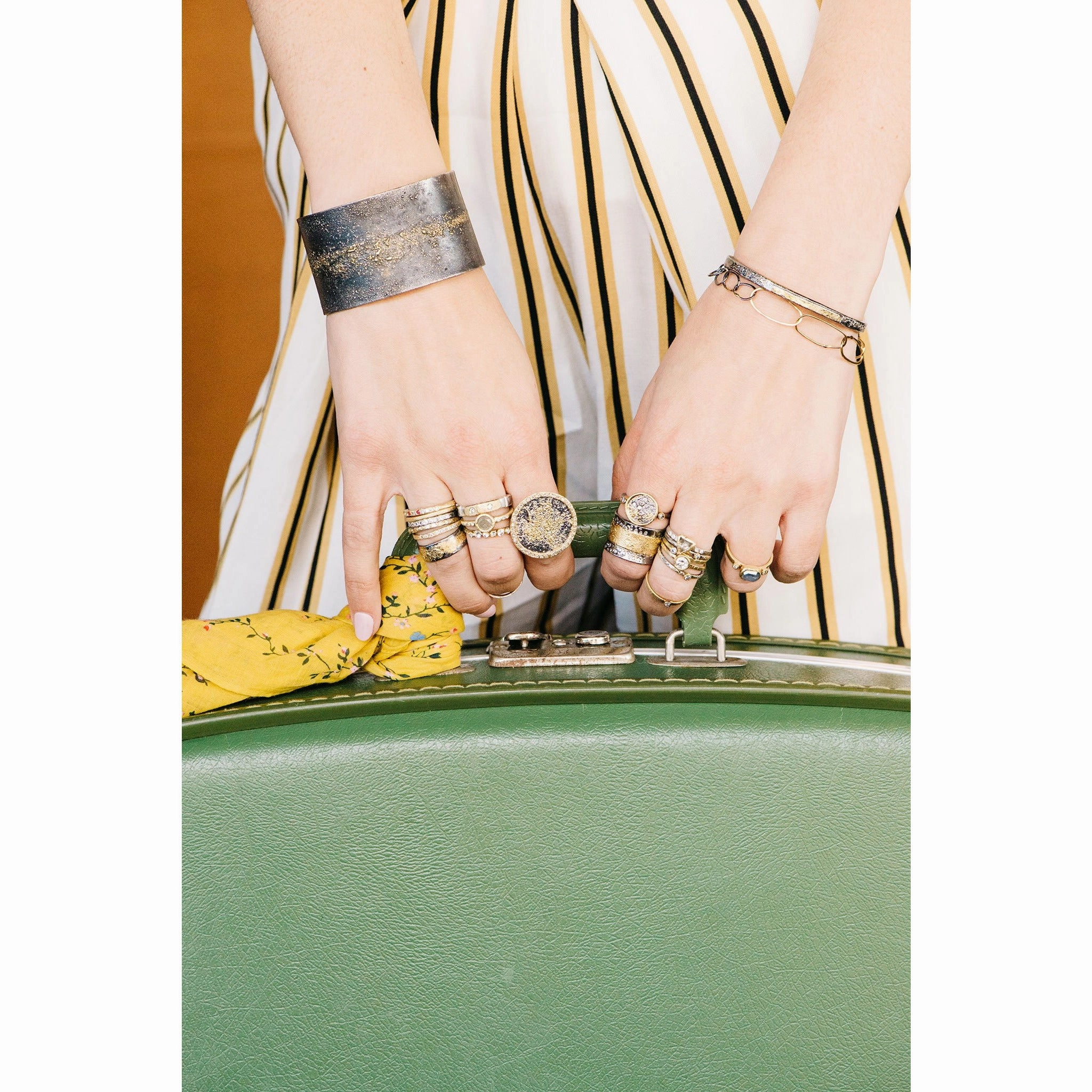 Graceful Glow Precious Gem Traveler??s Coin Ring - 22k/18k Gold   Reclaimed Diamonds