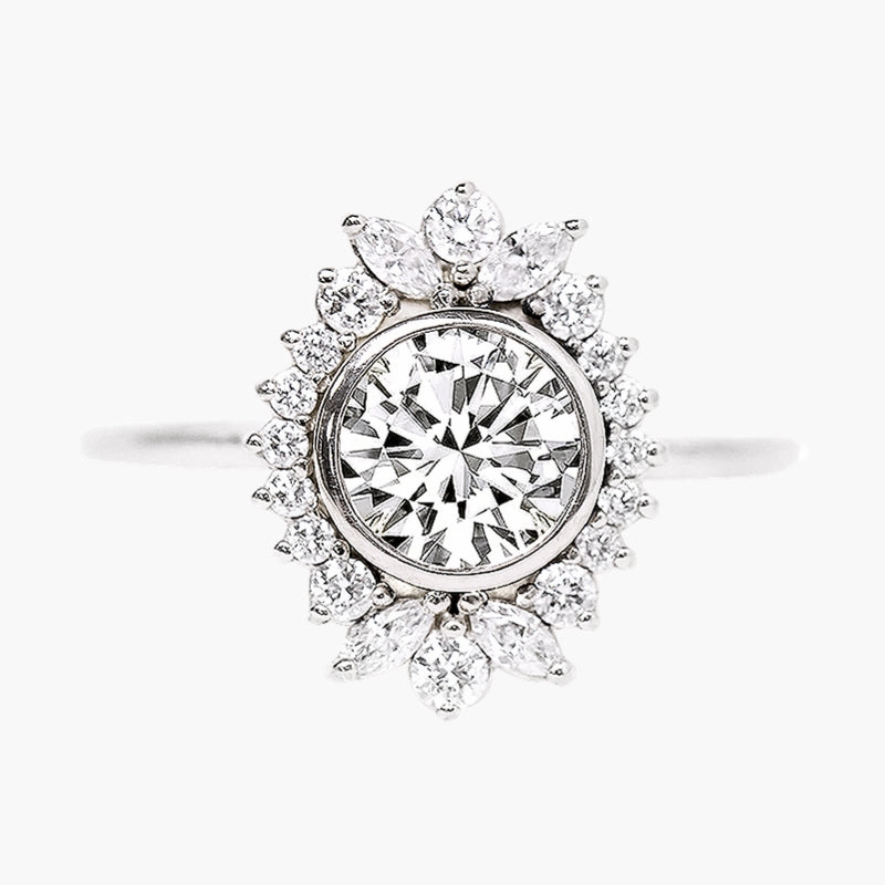 Round Lace Vintage Engagement Ring in Sterling Silver High-Quality Appearance