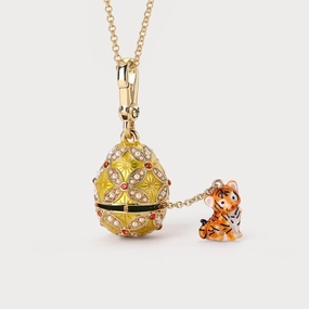 Tiger Locket Necklace Artisan Craft Exquisite Ornament