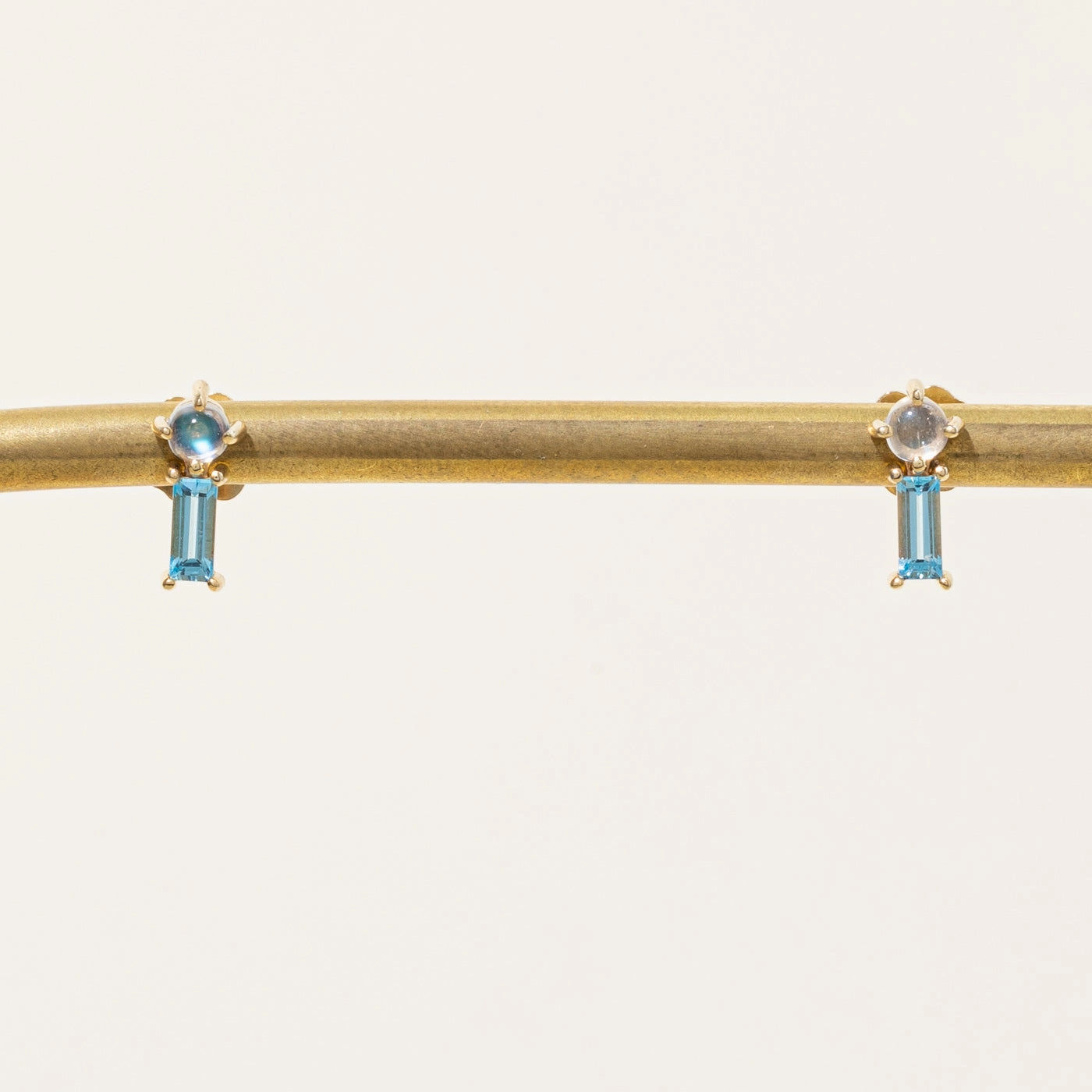 Minimal Feature 100 Ways' Swiss Blue Topaz & Moonstone Earrings | 0.30ctw, 0.10ctw |