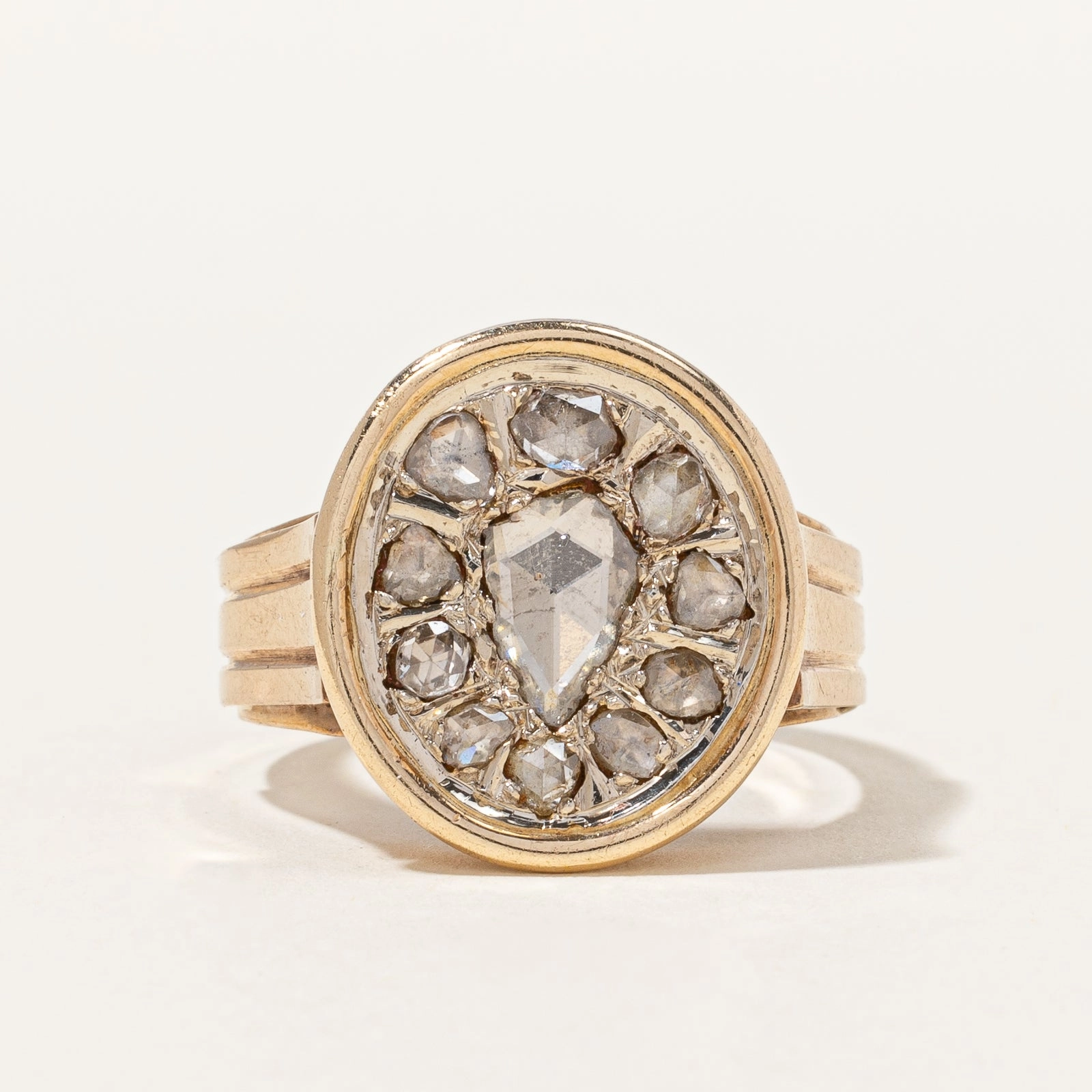 Contemporary Accent Elegant Glow Reformed Victorian Rose Cut Diamond Cluster Ring | 1.35ctw | SZ 9.25 |