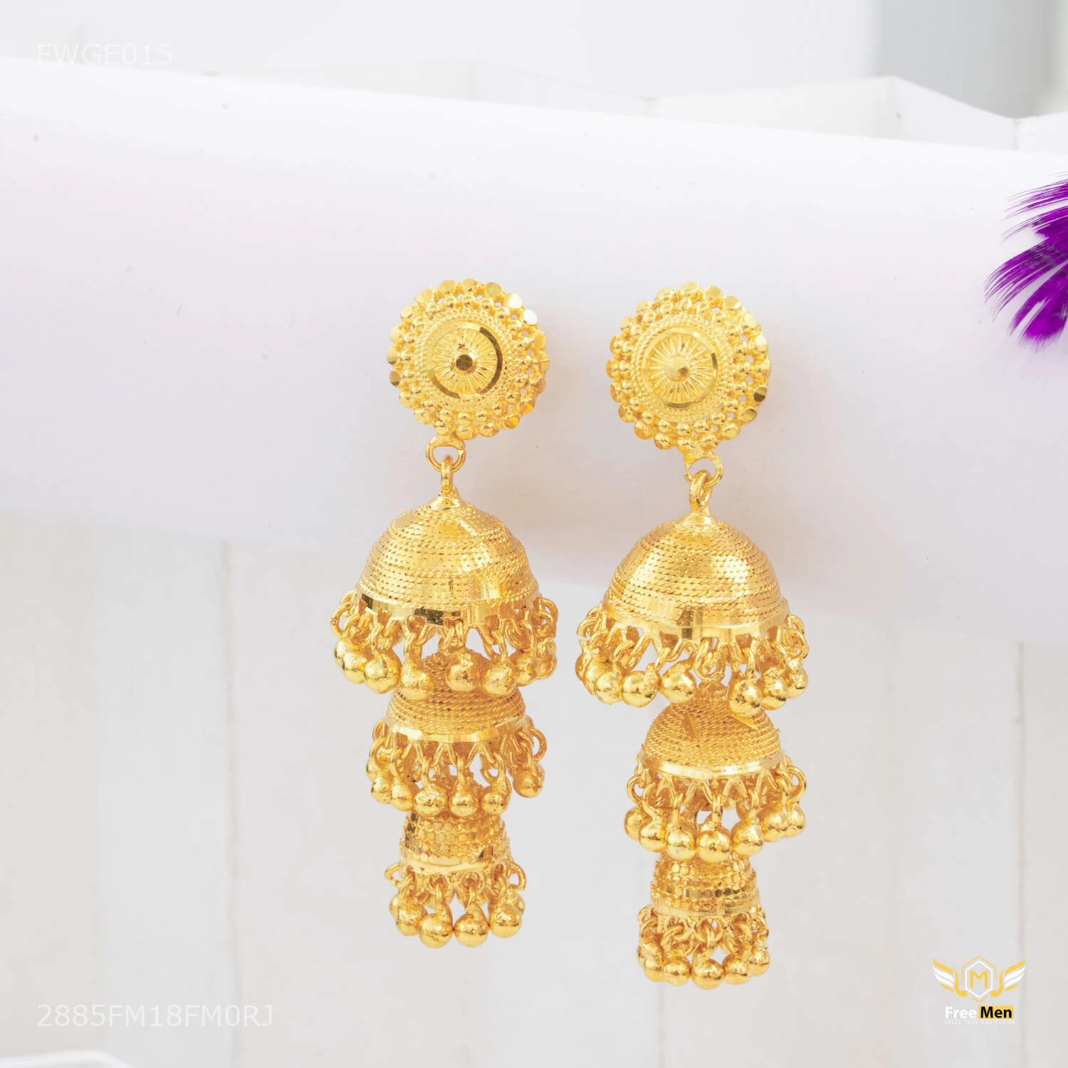 Graceful Choice Minimal Appeal Triple Step Jhumka gold plated Earring - FWGE015