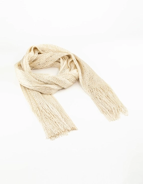 Cream Draped Fabric Long Scarf Luxe Craft