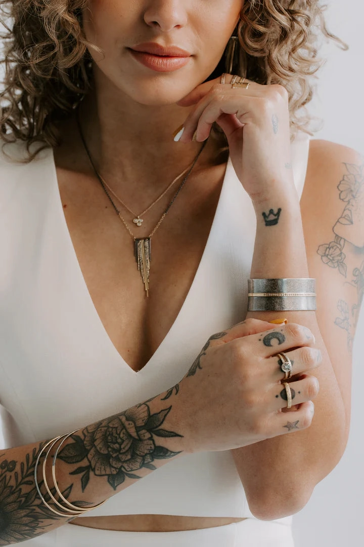 Refined Accent Twilight Cuff - 18ky Gold, Oxidized Silver   VS Diamonds