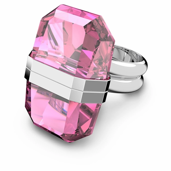 Dressed Look Swarovski Lucent ring Magnetic, Pink, Rhodium plated