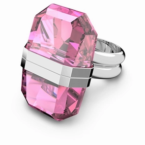 Dressed Look Swarovski Lucent ring Magnetic, Pink, Rhodium plated