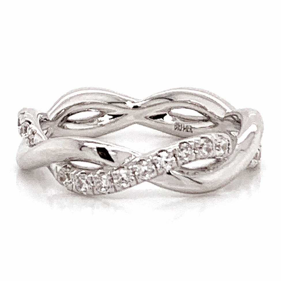 Custom Style Twist Diamond Wedding Band in White Gold