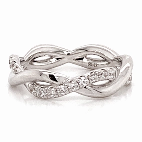 Custom Style Twist Diamond Wedding Band in White Gold