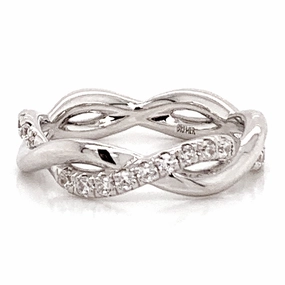 Distinctive Accessory Twist Diamond Wedding Band in White Gold