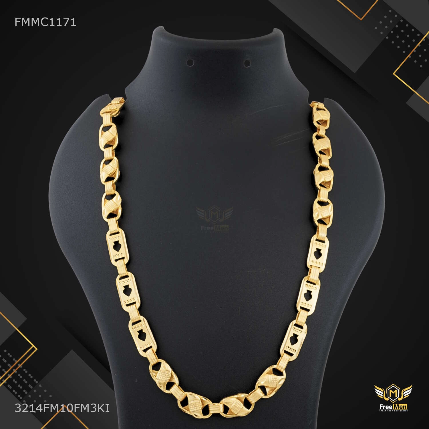 Minimal Detail Twisted Lotus with Paan Nawabi Chain for Man - FMMC1171