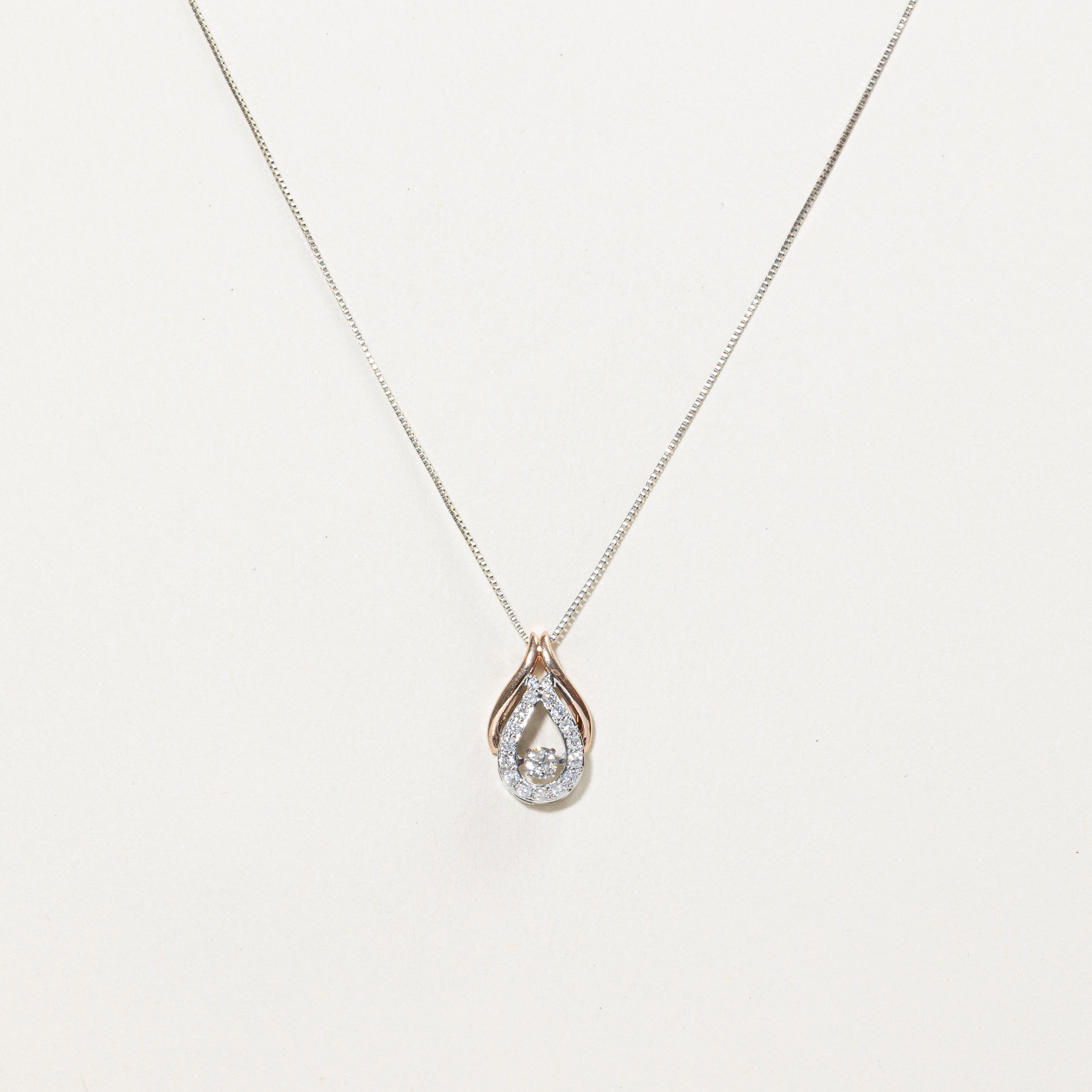 Two Tone Diamond Pear Shaped Pendant Necklace | 0.23ct | 20" Contemporary Craft Timeless Accessories