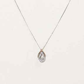 Two Tone Diamond Pear Shaped Pendant Necklace | 0.23ct | 20" Contemporary Craft Timeless Accessories