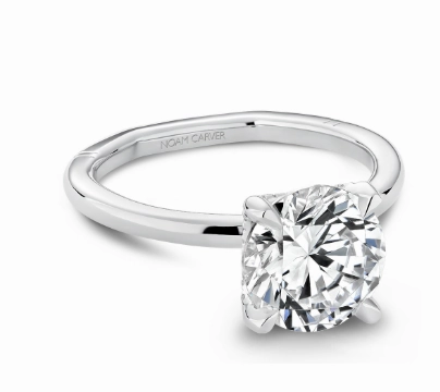 Elegant Fashion Noam Carver Round Center Solitaire Diamond Engagement Ring Setting in 14K White Gold (.08ctw)