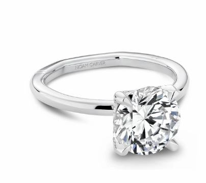Balanced Design Noam Carver Round Center Solitaire Diamond Engagement Ring Setting in 14K White Gold (.08ctw)