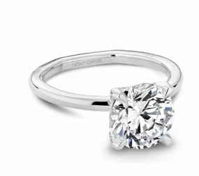 Balanced Design Noam Carver Round Center Solitaire Diamond Engagement Ring Setting in 14K White Gold (.08ctw)