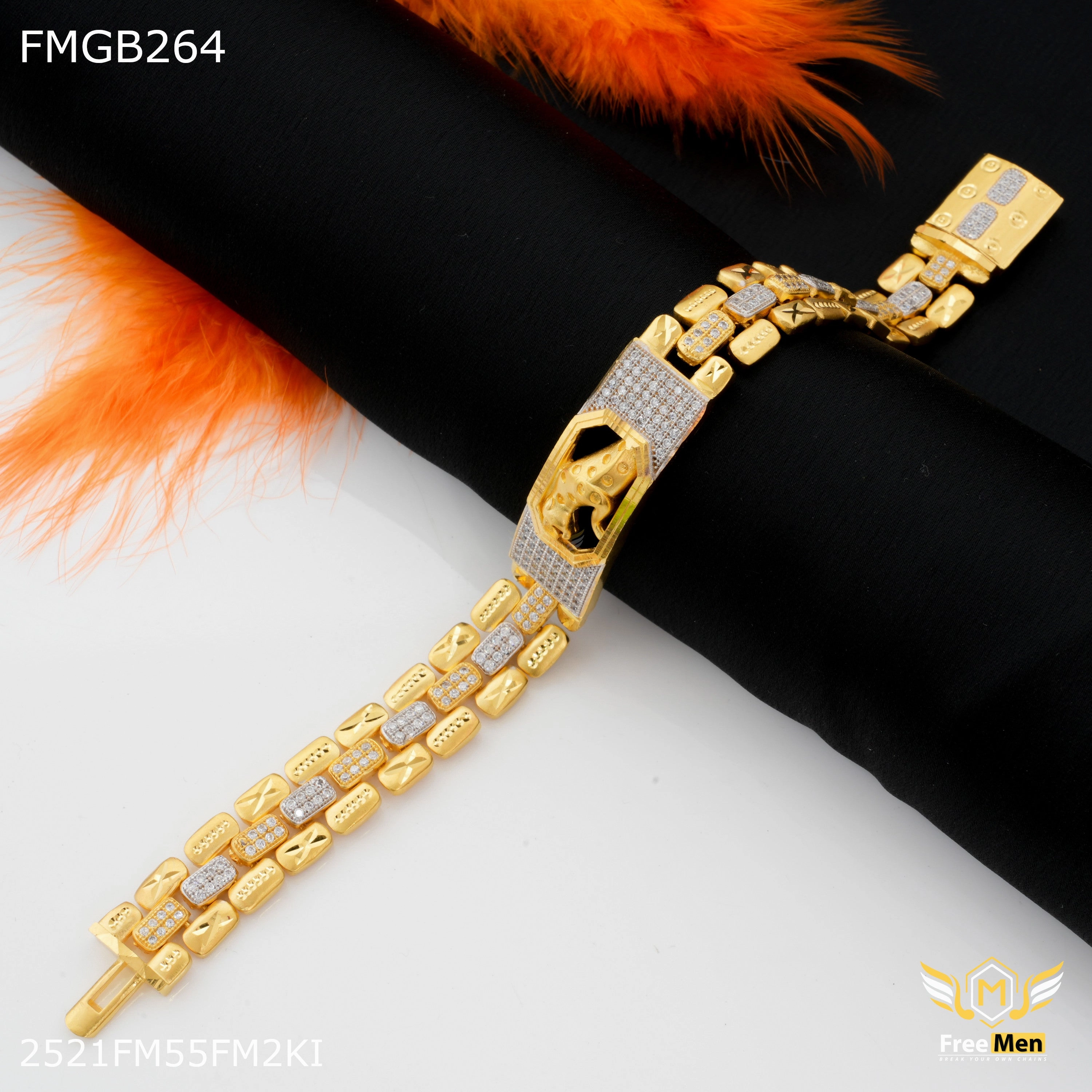 Dressy look Freemen Jaguar with Lining AD Bracelate for Men - FMGB264