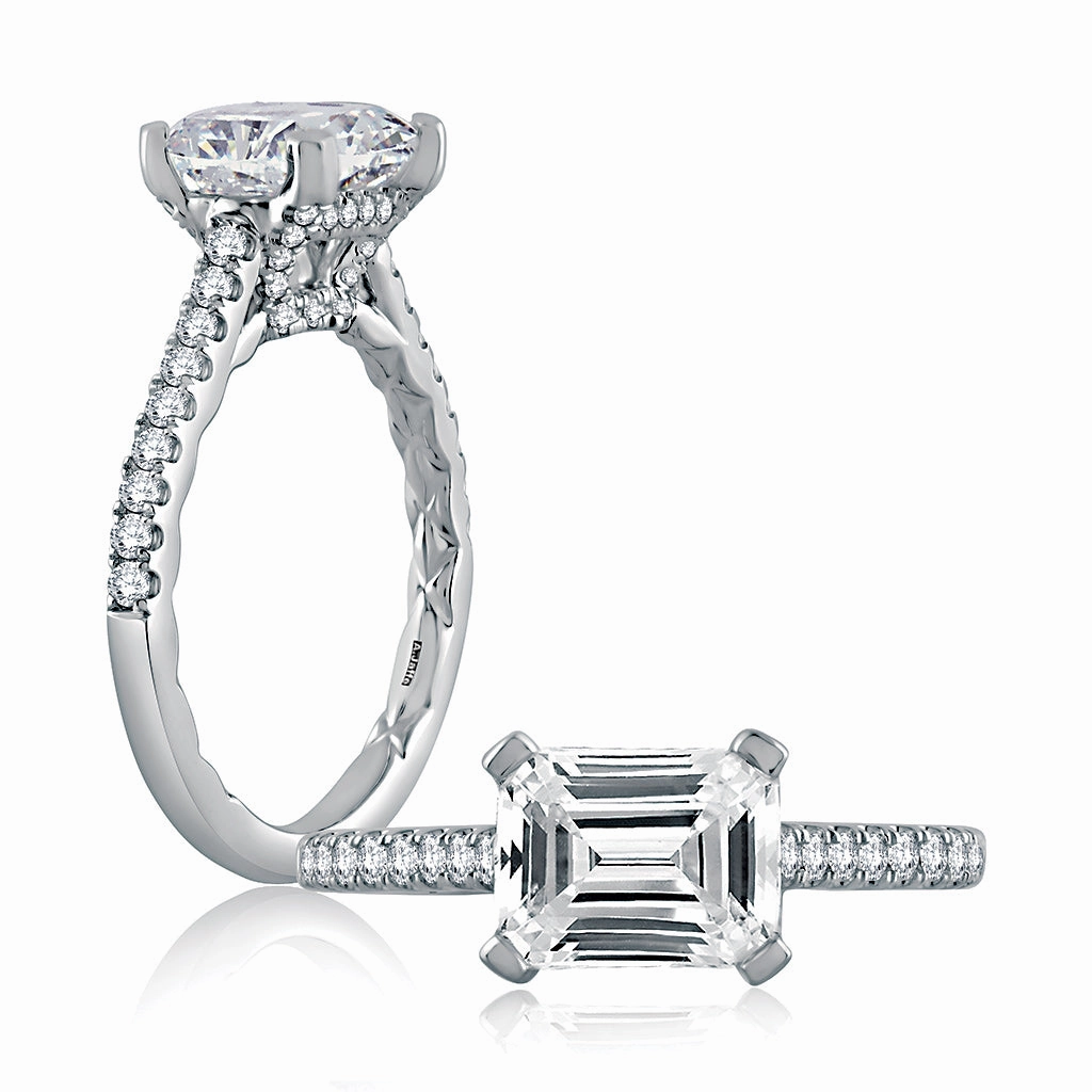 Modern Match A. Jaffe Quilted East-West Diamond Engagement Ring Setting in White Gold