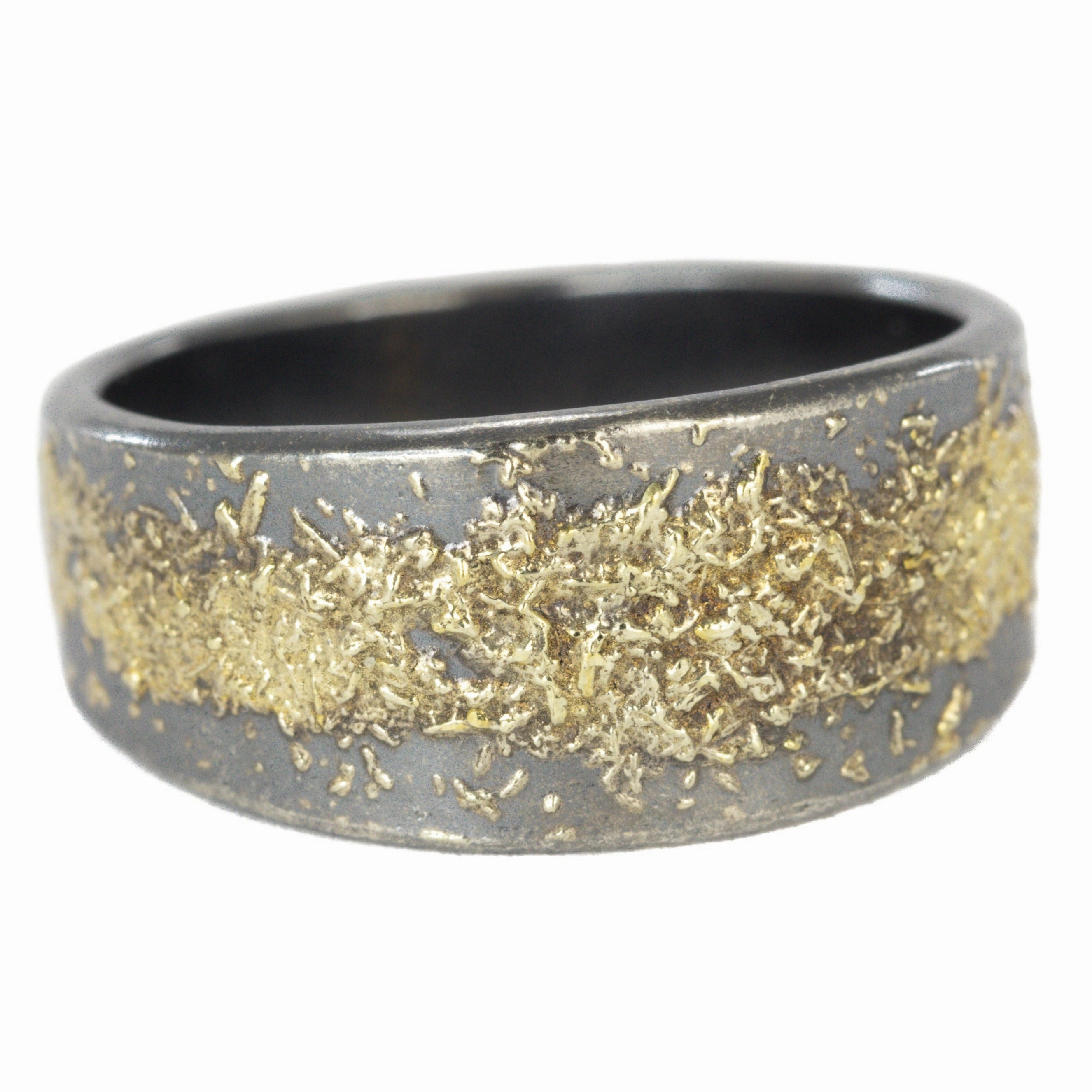 Graceful Shape KMJ Staple Short Cigar Band - 22k Gold, Oxidized Silver