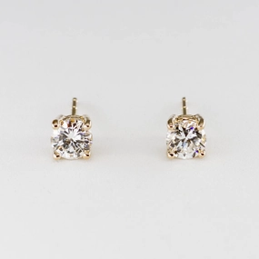 '100 Ways' Diamond Studs in White or Yellow Gold | 2/3 carat | Options Available | Silhouetted Shine