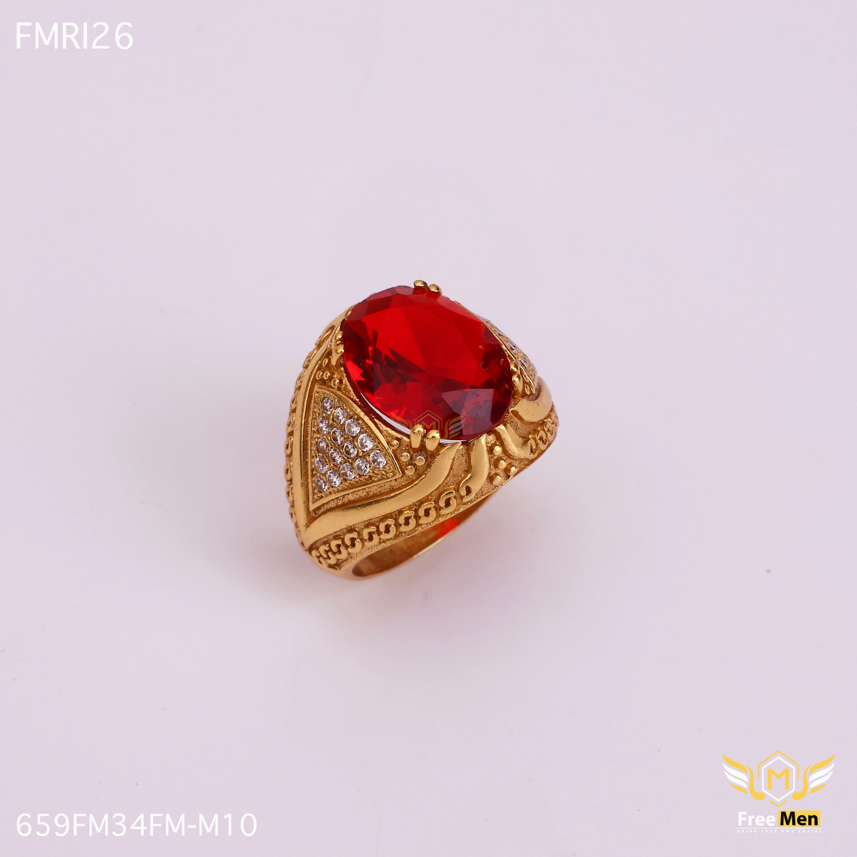 Freemen Oviform Red AD Design Golden Ring - FMRI26 Soft Appeal