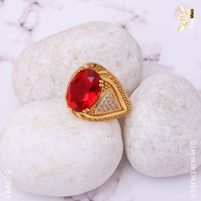 Freemen Oviform Red AD Design Golden Ring - FMRI26 elegant curve