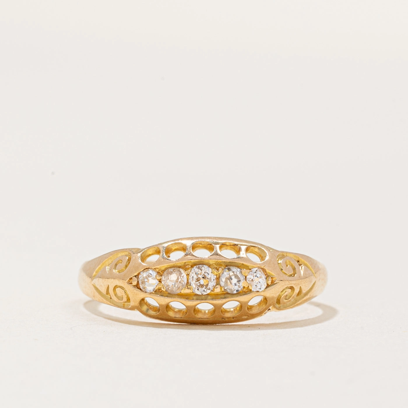 Glow Detail Victorian Old European Cut Diamond Ring | 0.20ctw | SZ 8.25 |