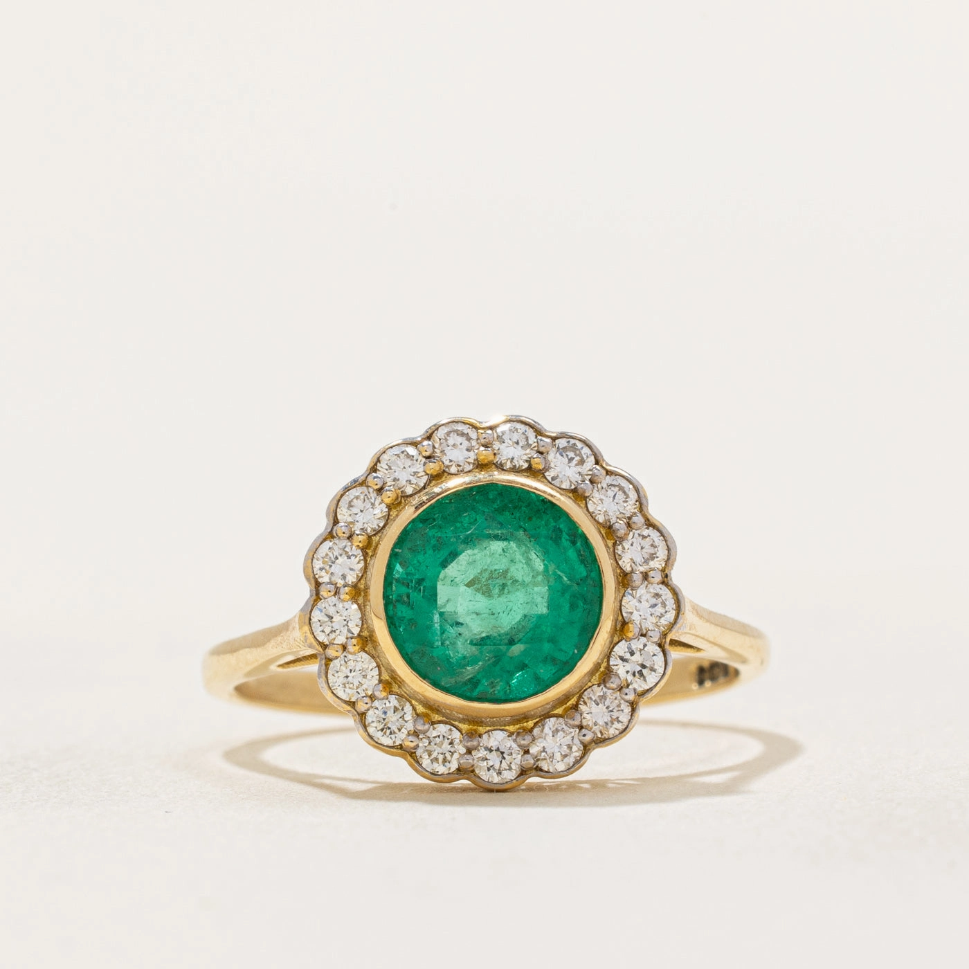 Vintage British-made natural Zambian Emerald & Diamond ring | 1.40ct, 0.34ctw | SZ 6.75 | Timeless Craft