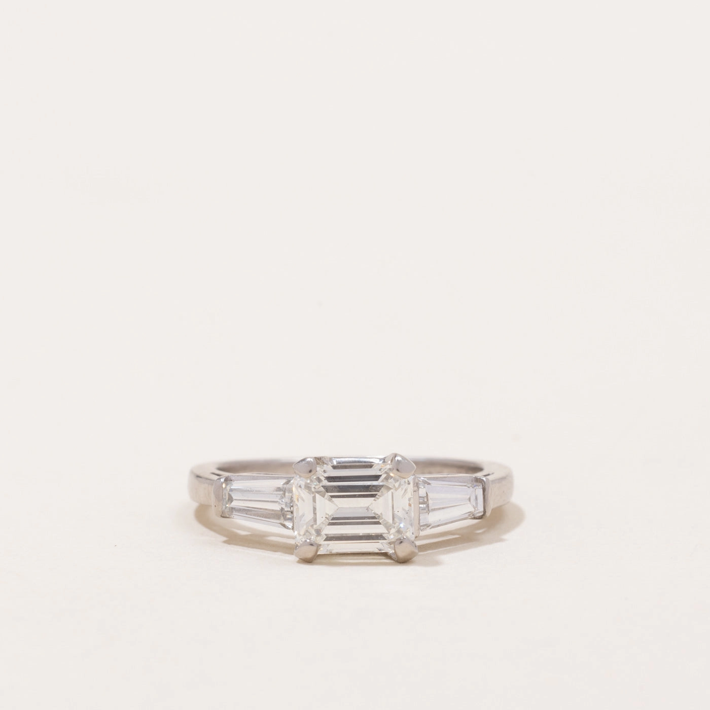 Vintage East-West Diamond Engagement Ring | 0.96ct SI1 H | 0.38ctw | SZ 3.75 | Graceful Flow