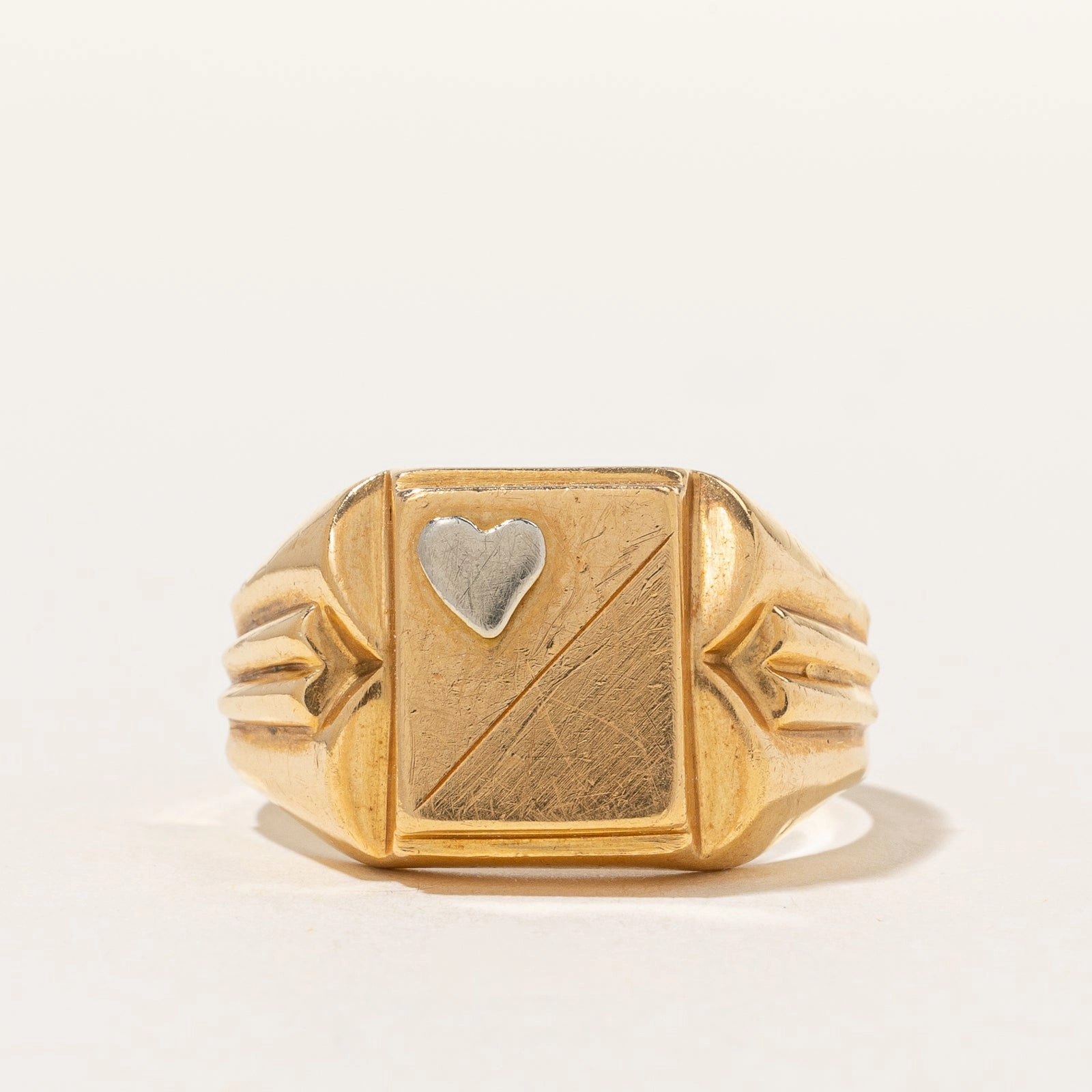 Formal Attire Vintage Italian Signet Ring with Heart Detail | SZ 11.5 |