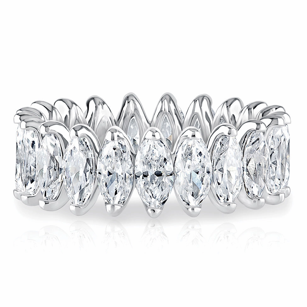 Classic Emblem Economical Article A. Jaffe Marquise Diamond Eternity Ring in White Gold