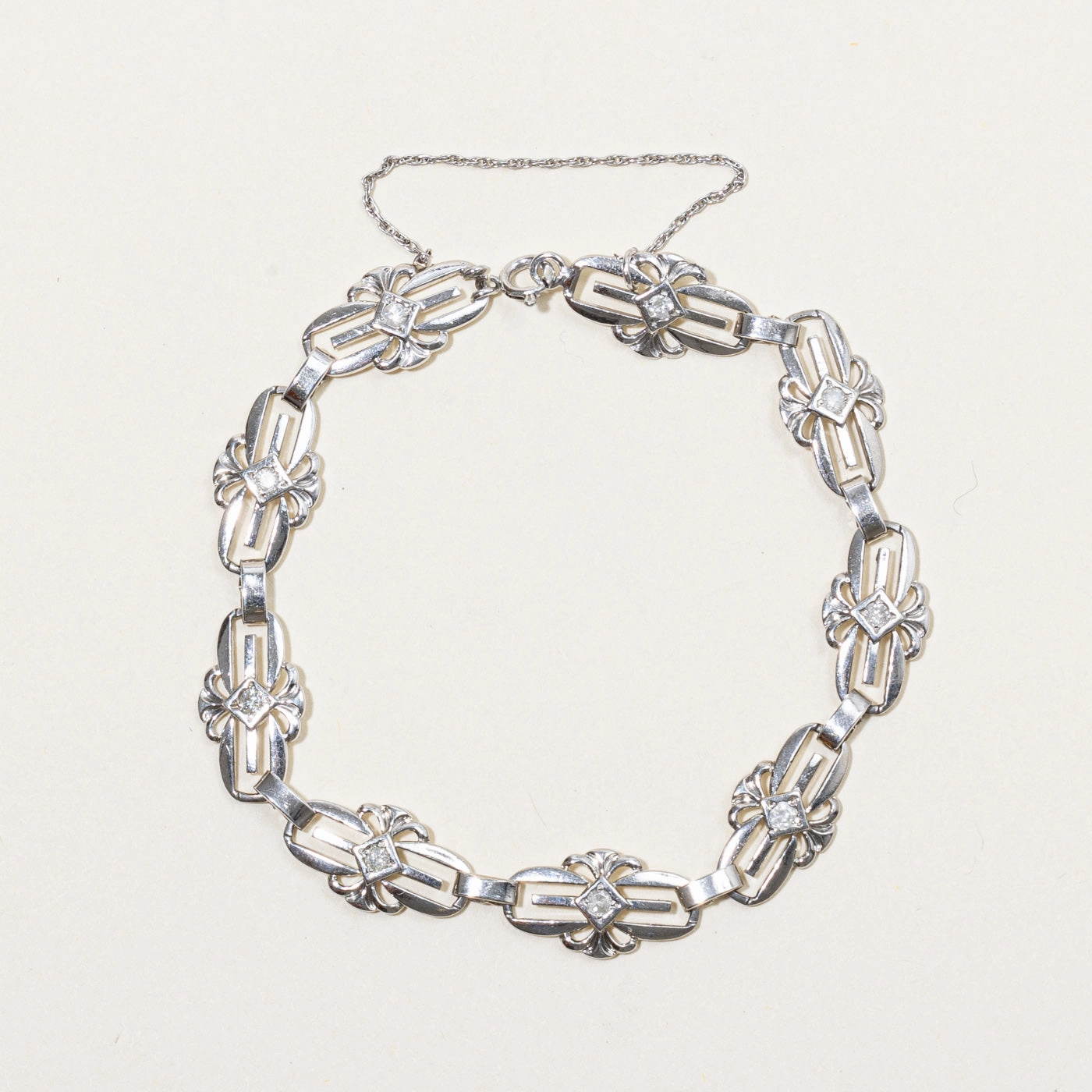 Cute Accent Glow Look Vintage Platinum Diamond Bracelet | 0.45ctw | 7" |