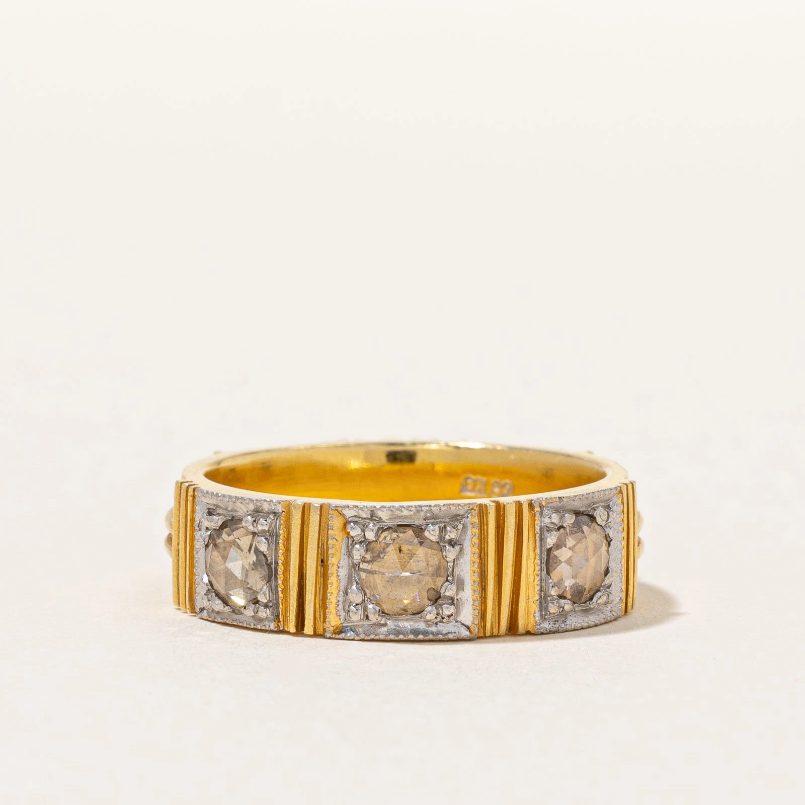 Radiant Form Vintage Rose-cut Diamond Trilogy Band | 0.20ctw | SZ 7.5 |