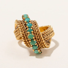 fashion charm Soft Texture Vintage Turquoise Cocktail Ring | 1.00ctw | SZ 7 |