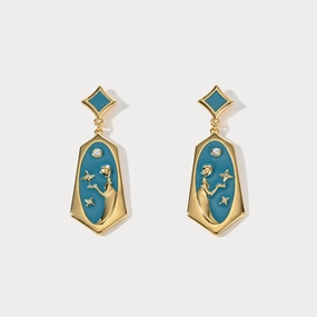 Striking Ornament Virgo Enamel Earrings