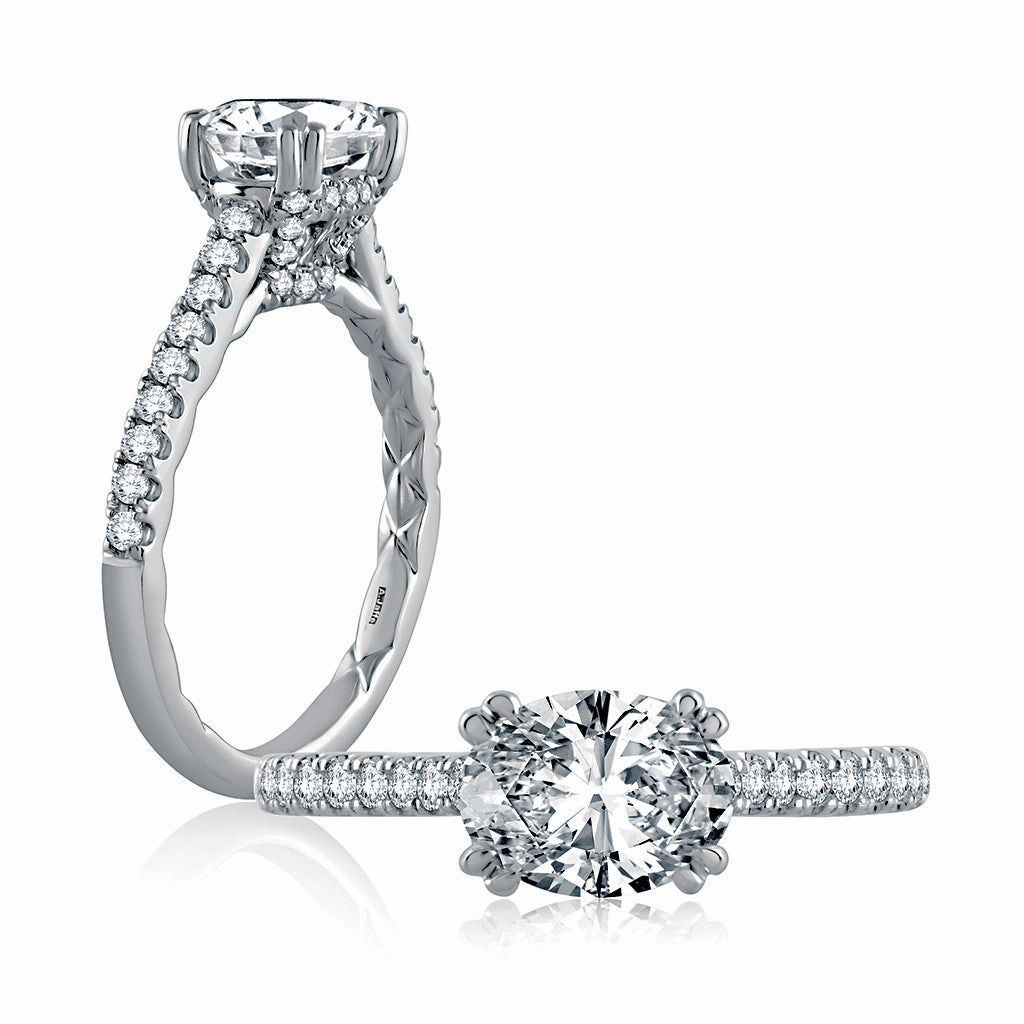 Final Touch Star Product A. Jaffe Quilted East-West Diamond Engagement Ring Setting in White Gold
