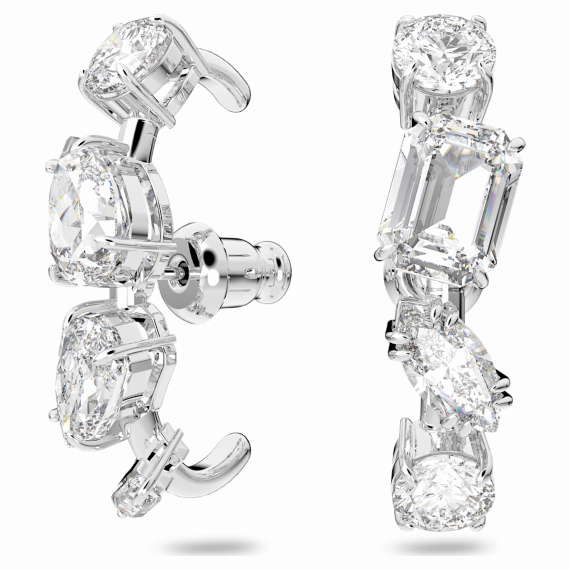 Swarovski Gema ear cuff, White, Rhodium plated Timeless Shape